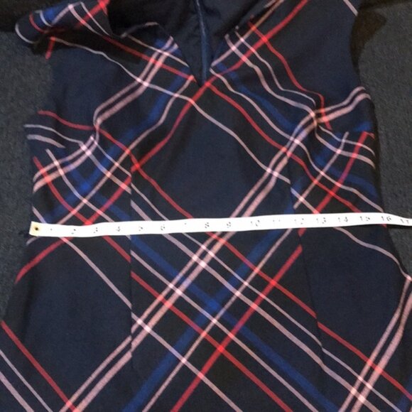 7th AVENUE By New York & Co. Sleeveless Navy Plaid Sheath Dress fully Lined-10 - Picture 10 of 13